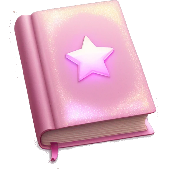 Pastel Pink Book "A pastel pink book with glowing pages, glittery edges, and a magical light emitting from its open cover." emoji