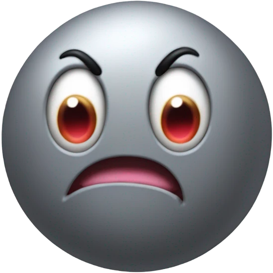 Metal cute mad Kirby Gray ball driving on 4 car wheels with mad eyebrows game emoji