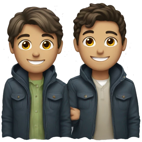 brunnettes boys with jackets smiling emoji