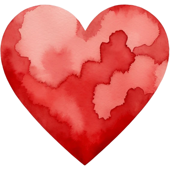 minimalist watercolor heart icon, monochromatic red washes, soft bleeding edges, on textured white paper, serene and emotional, perfect for app icon, transparent background, flat lay --style raw --stylize 150 emoji