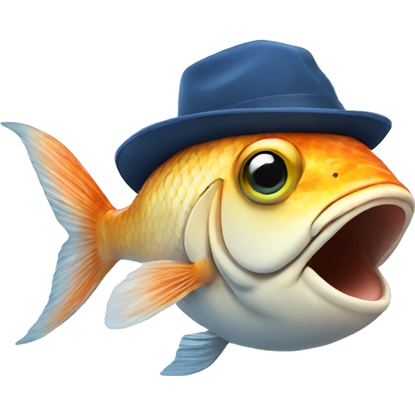 Fish wearing hat emoji