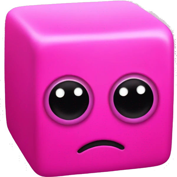 Neon pink cube with eyes emoji