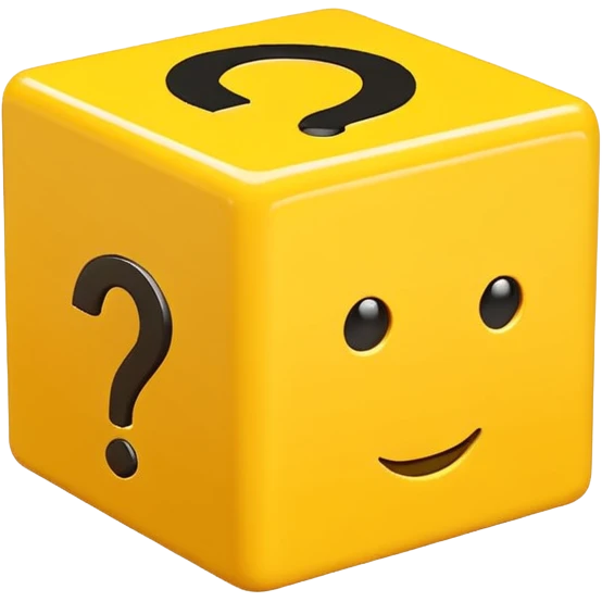  yellow cube shaped box stuffed with white question marker cubes emoji