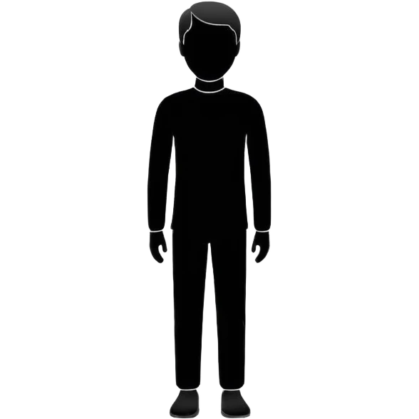 Minimalistic flat vector icon, iOS style, thin black outline on white background. Person silhouette. Black, completely monochrome, matte.  emoji