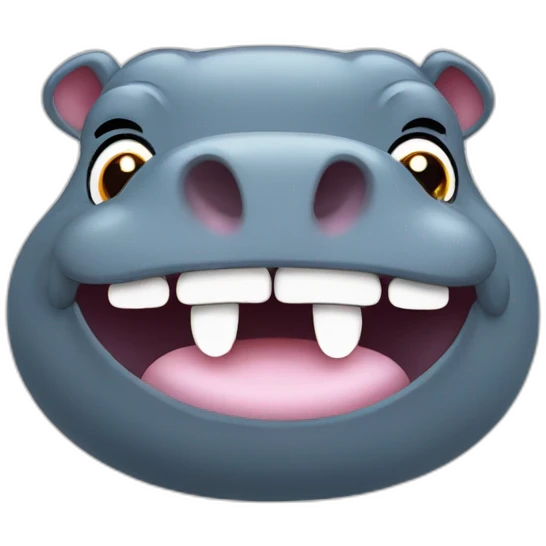 Hippopotamus with a shiny smile emoji