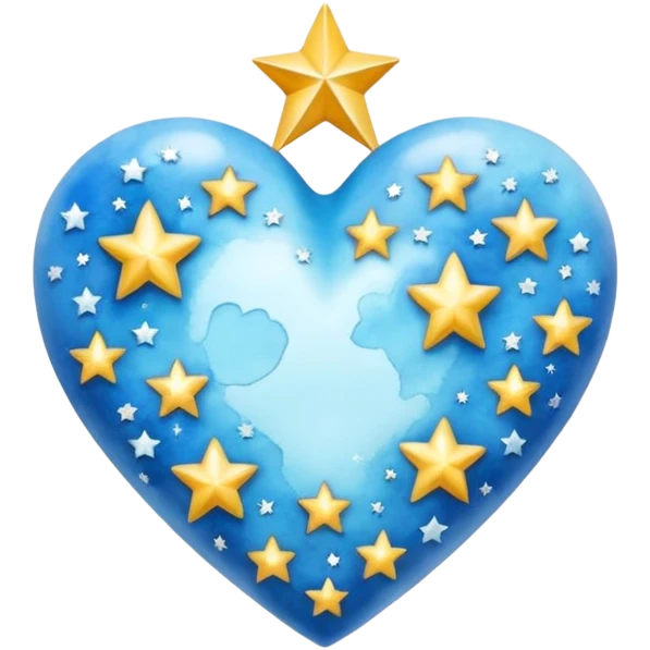 corazon celeste con estrellas emoji