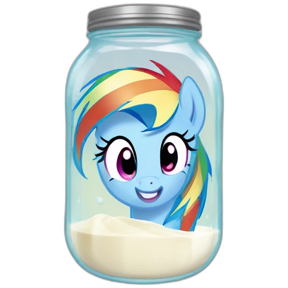 rainbow dash in a jar filled with milk emoji