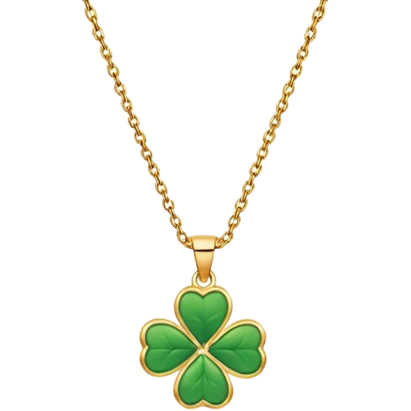 Lucky clover charm necklace – green four-leaf clover.
 emoji
