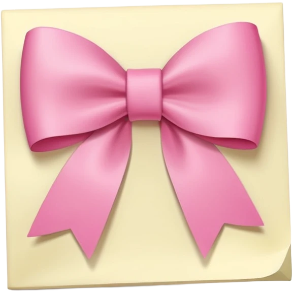 White sticky note with a pink bow  emoji