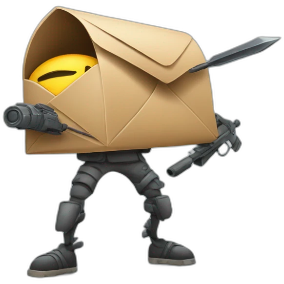 mail with legs with weapons alive attacking cartoon funny emoji