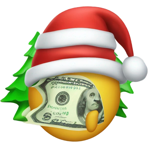 Send dollar with a Christmas hat emoji