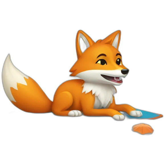 fox fenek under a beach umbrella emoji