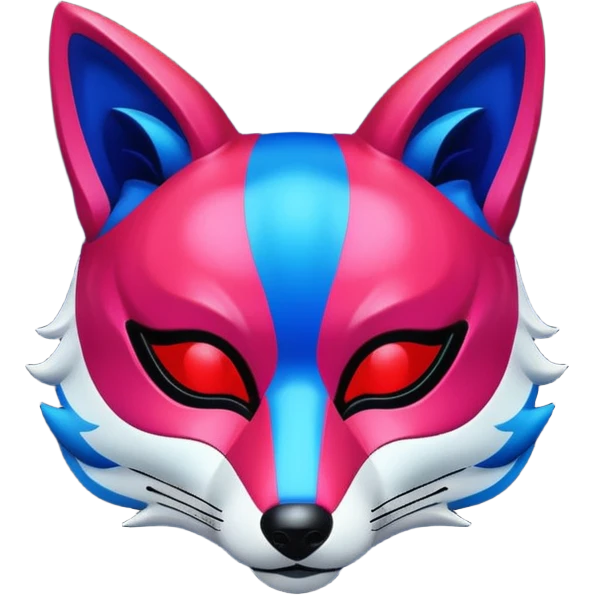 Luminous and neon mask with red, blue and pink fox glow. emoji