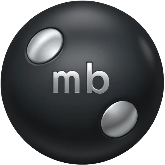 Black Ball with MB written on in the middle of it. Nothing else no holes or anything. emoji