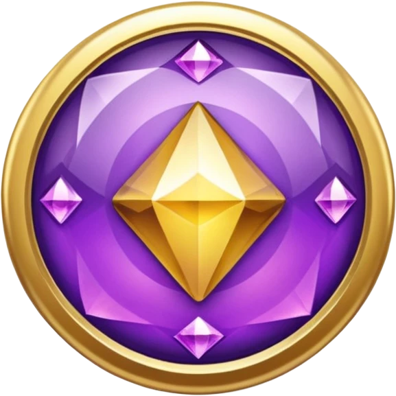 A round badge for a paid subscription, gold with purple diamonds, level 6 emoji