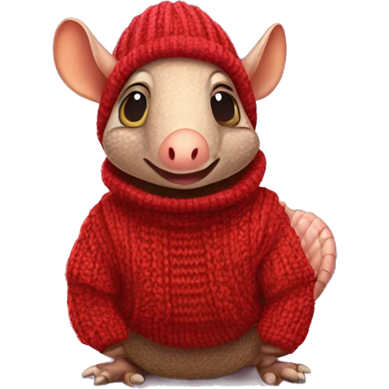 red armadillo wearing leg warmers and a knit jumper emoji