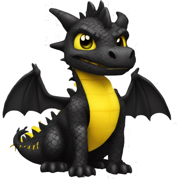Black dragon dressed in punk clothes with chequer black and white markings and yellow caution tape  emoji