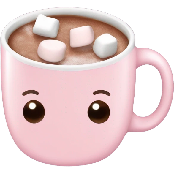 Light Pink mug of hot chocolate with marshmallows  emoji