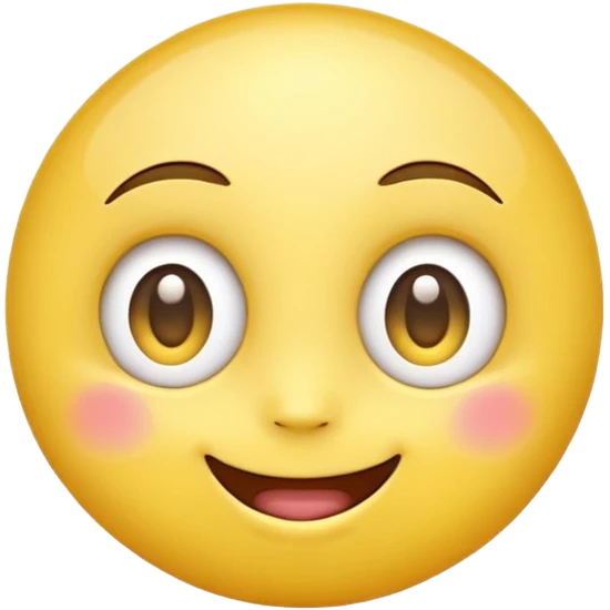 "A super happy, hope-filled emoji with a bright yellow round face, big sparkling eyes full of excitement, eyes slightly watery with joy, wide cheerful smile, glowing soft light around the face, extremely cute and expressive, high-resolution, vibrant and glossy style." emoji