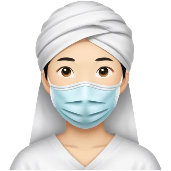 Asian with a face mask sheet emoji