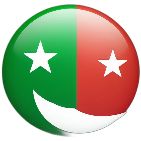 Half green and half red with moon and a star like Pakistani flag emoji
