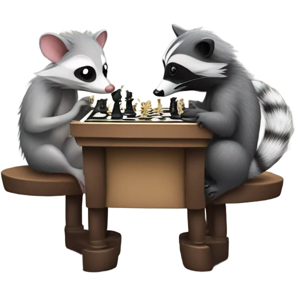 opossum and racoon playing chess emoji