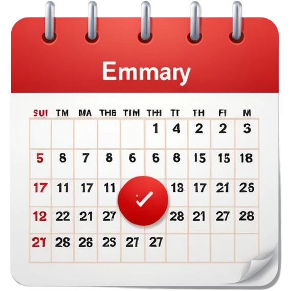 Wall calendar with red circled date emoji