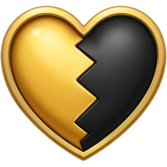 Corazón negro roto y reparado con oro envuelto en las doradas emoji