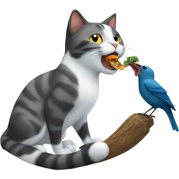 Cat eating bird emoji