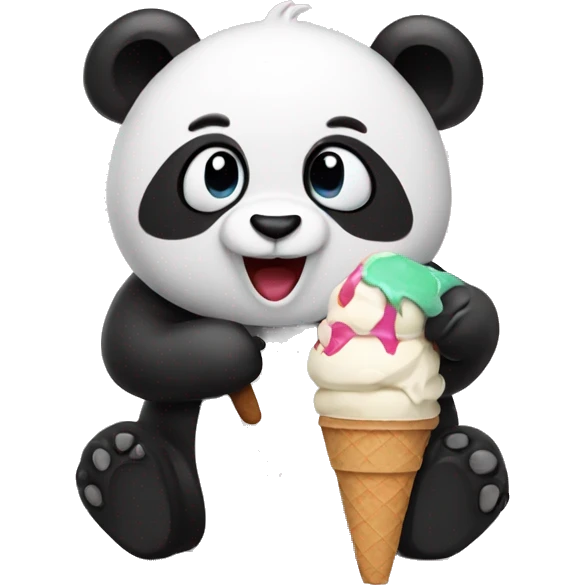 Panda eating ice cream emoji