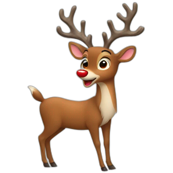 Rudolph doing a sidebite emoji