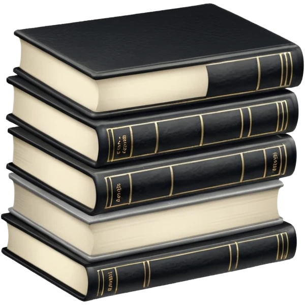 5 black and white books emoji