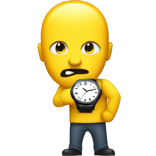 Yellow head looks at wristwatch emoji