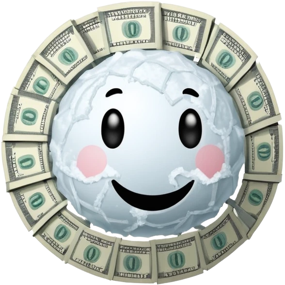 Snow ball with dollar bills  emoji