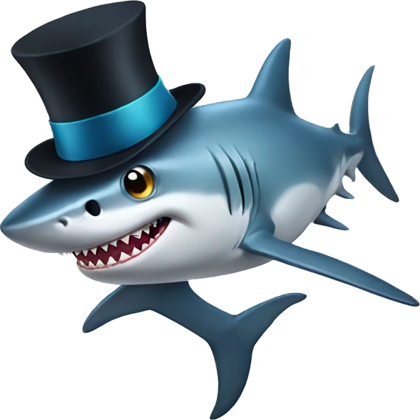 Shark with a top hat emoji