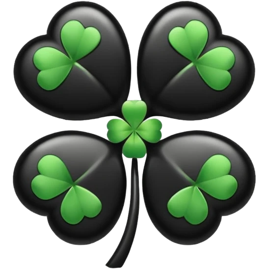 5 leaf clover all black  emoji