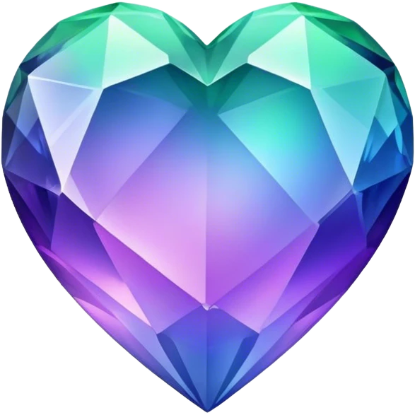 Gradient iridescent purple indigo blue cyan green crystal heart emoji