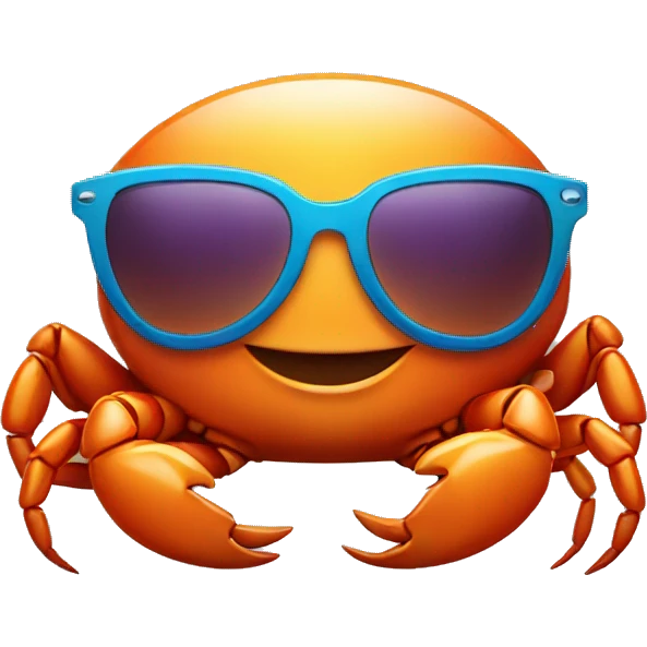 happy crab with sunglasses emoji