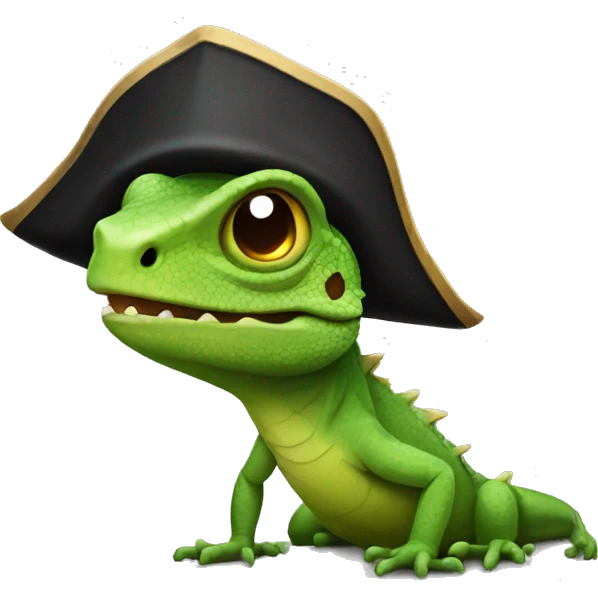 lizard with a pirate hat emoji