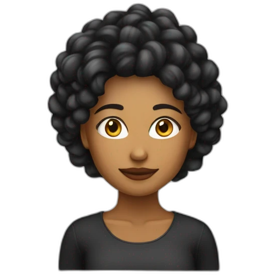 mujer pelo largo negro con perro maltés blsnco emoji