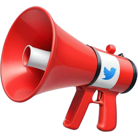 megaphone with social media icons around emoji