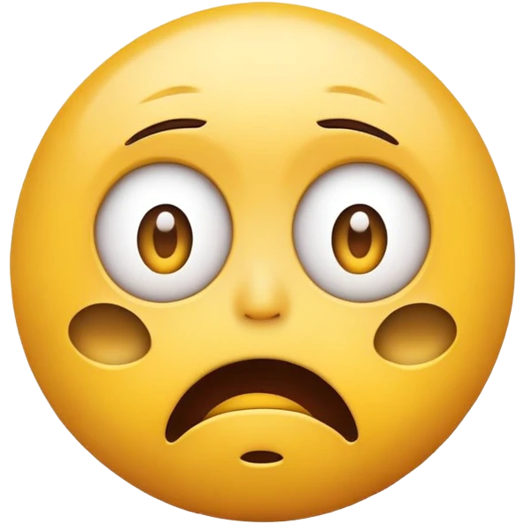Funny Simple Round Yellow Worried Concerned Scared Face Emoji Expression  emoji