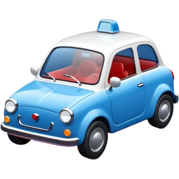 A simple 3D icon showing a road with a small blue car moving forward. The design uses blue, white, and black as main colors, with tiny red accents for the car lights. Clean, minimal, and easy to understand. emoji