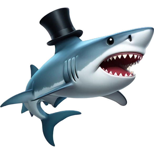Shark with a top hat emoji
