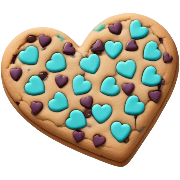 Purple and teal chocolate chip cookie heart emoji