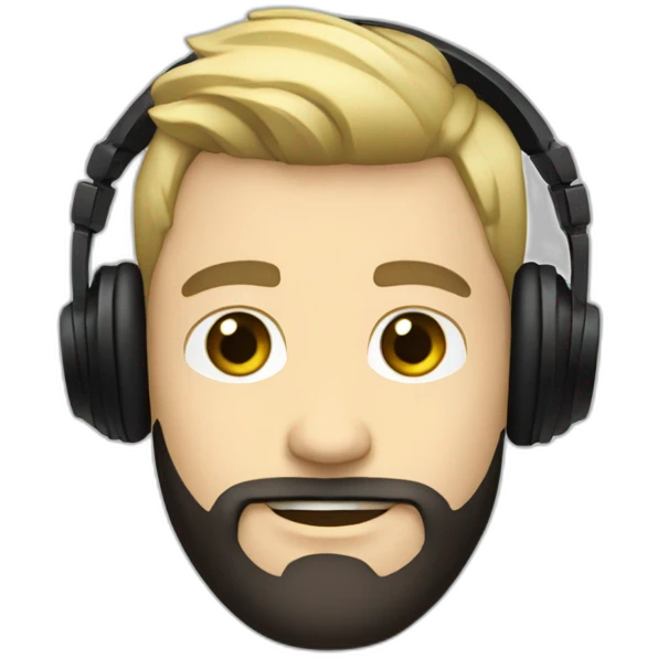 White guy with half blond half black hairs and a black beard djing emoji