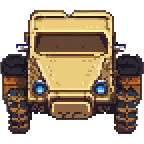 a digger construction vehicle, back view, pixel art style emoji