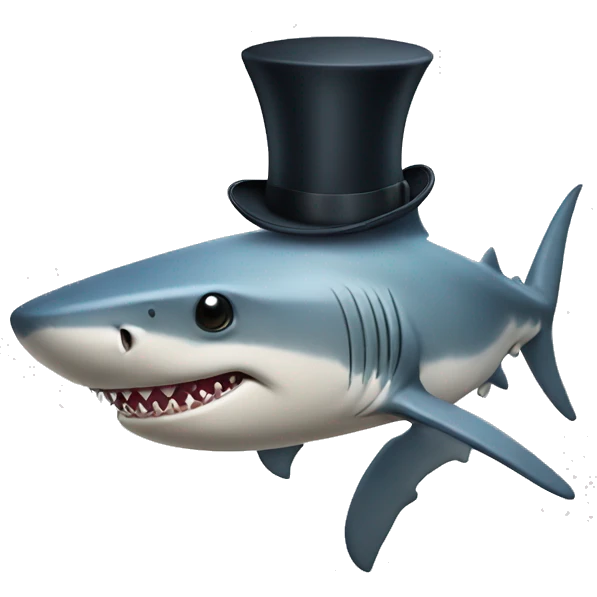 Shark with a top hat emoji