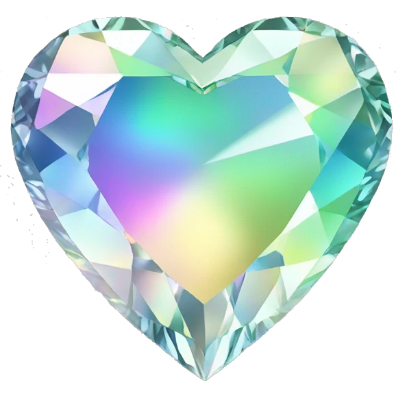 Heart shaped 56-carat iridescent diamond emoji
