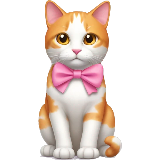 orange white cat with a pink bow emoji